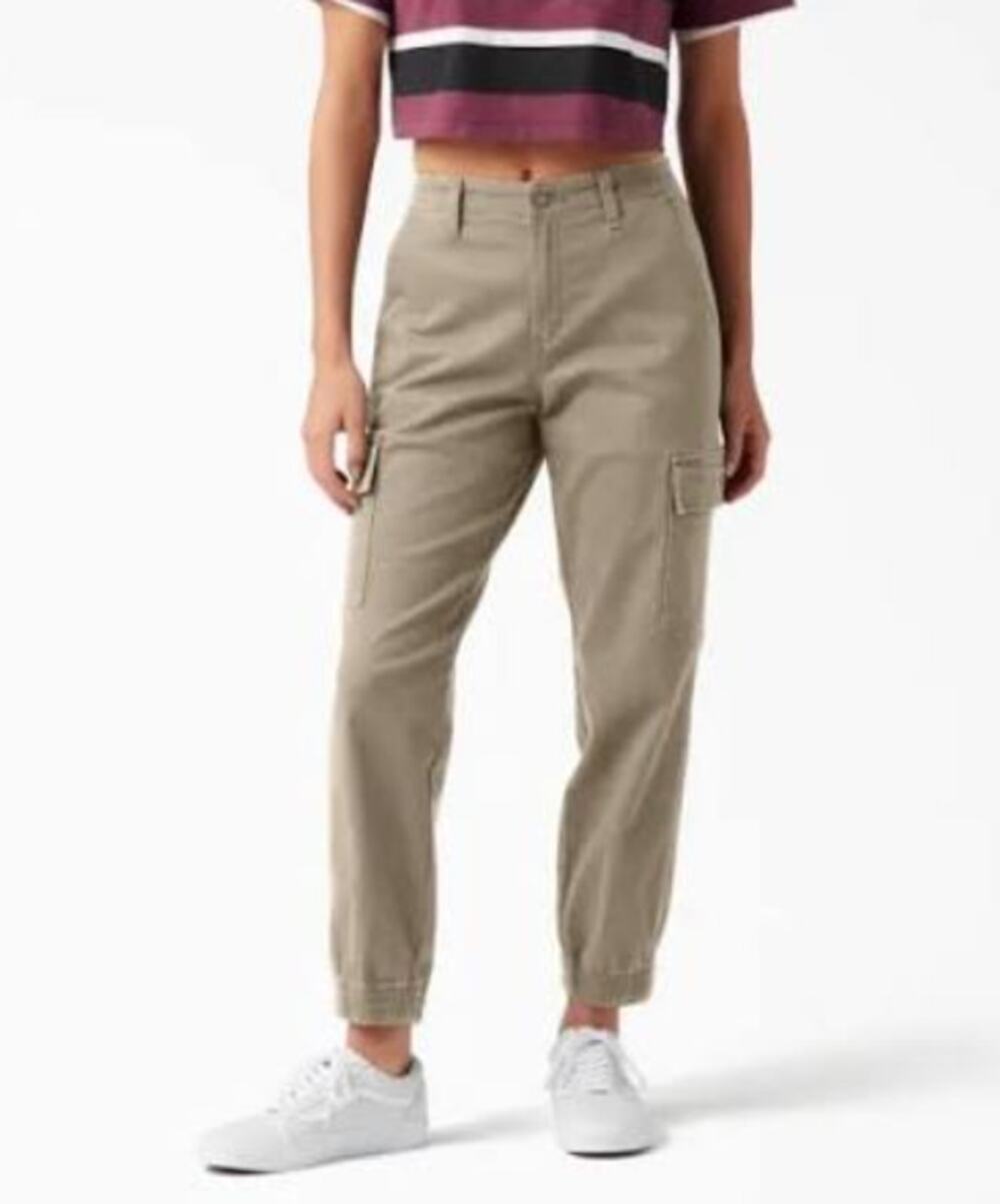 Dickies Women’s High Rise Cargo Jogger Pants Khaki Size 28R Utility Workwear